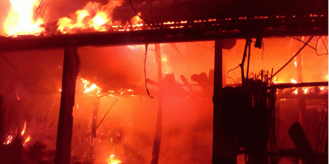 নড়াইলের লোহাগড়ার পালপাড়ায় দুর্বৃত্তদের আগুনে হিন্দু বাড়িতে আগুন